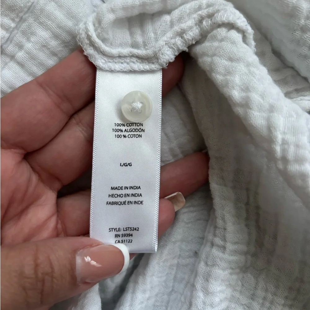 beachlunchlounge White Gauze Button-Down Shirt - Picture 5 of 5